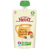 Heinz Mango Vanilla Custard Pouch 120g 8m+ Baby Food Travel Easy