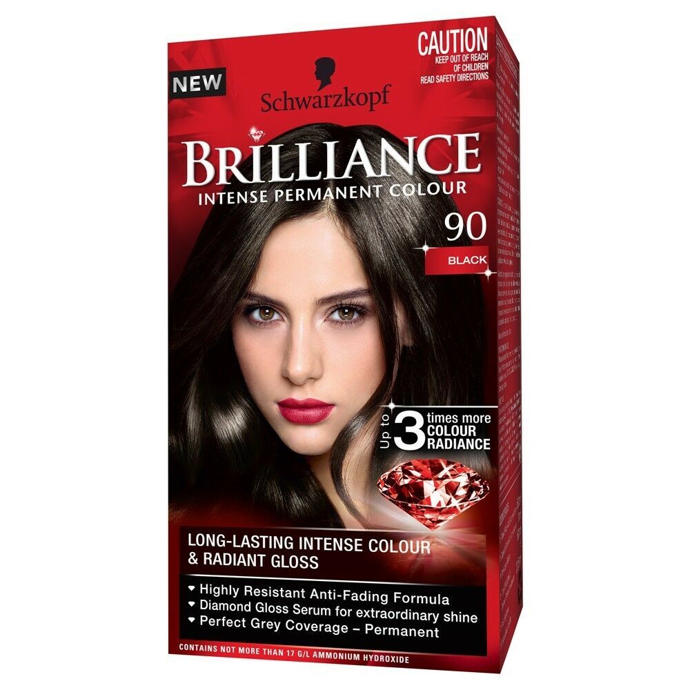 Schwarzkopf Brilliance Hair Colour 90 Black Intense, Vibrant Colours