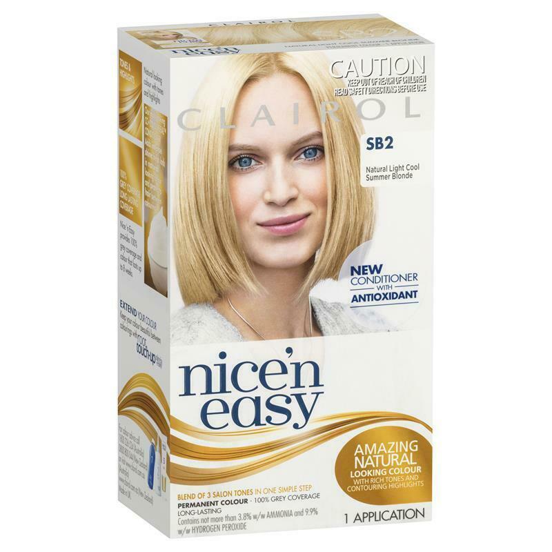 Clairol Nice 'N Easy Sb2 Light Cool Blonde Permanent Hair Dye.
