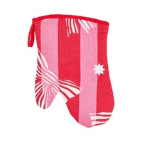 Annabel Trends Oven Mitt - Single - Linen Cotton - Red Pink Bow