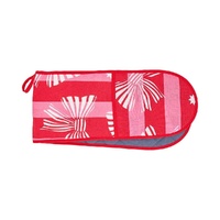 Annabel Trends Double Oven Mitt - Linen Cotton - Red Pink Bow
