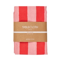 Annabel Trends Tablecloth - Linen - Red Stripe - Large 138cm x 300cm