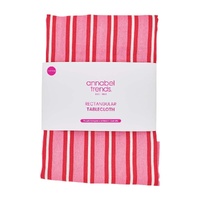 Annabel Trends Tablecloth - Cotton - Red & Pink Stripe - Medium 140cm x 240cm