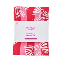 Annabel Trends Tablecloth - Linen Cotton - Red Pink Bow - Medium 138cm x 240cm