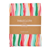 Annabel Trends Tablecloth - Linen - Sherbet Ribbons - Medium 138cm x 240cm