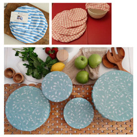 4MyEarth Reusable Food Cover Set 4 Pieces - Cotton Canvas PVC BPA Nylon FREE