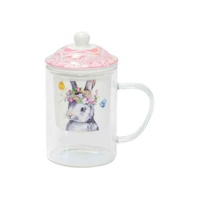 Annabel Trends Ceramic Tea for One 3 Piece Set Mug Infuser Lid Bunny