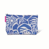 Annabel Trends Cosmetic Bag - Linen Cotton - Large - Blue Oasis