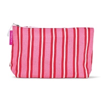 Annabel Trends Cosmetic Bag - Cotton - Large - Red & Pink Stripe