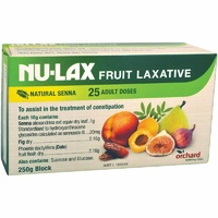 Nulax Fruit Laxative 250g Dried Fruit, Ground Senna Leaf, Sugar & Glucose