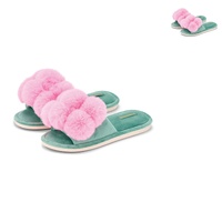 Annabel Trends Pom Pom Slippers - Cosy Luxe - Candy Green