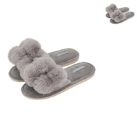 Annabel Trends Pom Pom Slippers - Cosy Luxe - Grey