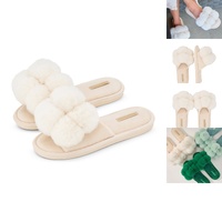 Annabel Trends Pom Pom Slippers - Cosy Luxe - Ivory