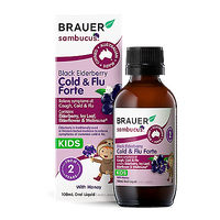 Brauer Natural Medicine Black Elderberry Cold & Flu Forte for Kids 100mL
