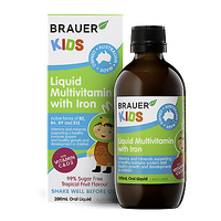 Brauer Kids Liquid Multivitamin with Iron 200ml Support Healthy Immune System
