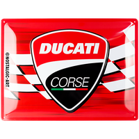 Nostalgic-Art Large Sign Ducati Corse - Logo Racing Flag 30x40x0.5cm