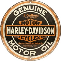 Nostalgic-Art Round Tin Sign Harley-Davidson - Genuine Motor Oil 35x35x0.5cm