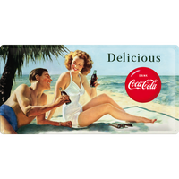 Nostalgic-Art Long Sign Coca-Cola - Beauties - Beach Couple 25x50cm