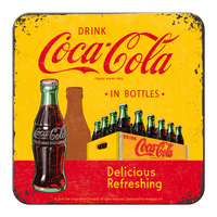 Nostalgic-Art Metal Coaster Coke - In Bottles Yellow 9x9cm