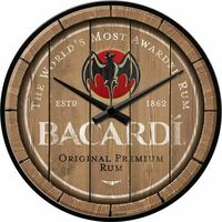 Boyle Nostalgic-Art Wall Clock Bacardi - Wood Barrel 30cm Retro Printed Design