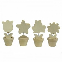 Boyle Paintable Photo/Message Clip Mini Pots 4 Piece Set Daisy, Frog, Star,Tulip