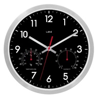 Leni Aluminium Wall Clock with Temperature & Humidity - Black - 25 x 25 x 4cm