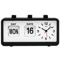 Leni Flipper Table Alarm Clock Day & Date - Black - 11 x 20 x 5cm