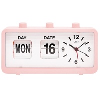 Leni Flipper Table Alarm Clock Day & Date - Dusty Pink - 11 x 20 x 5cm