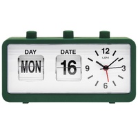 Leni Flipper Table Alarm Clock manual flip Day Date Forest Green 11 x 20 x 5cm
