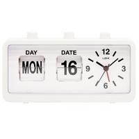 Leni Flipper Table Alarm Clock Day & Date White 11 x 20 x 5cm