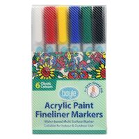 Acrylic Paint Fineliner Markers - 6 Classic Colours