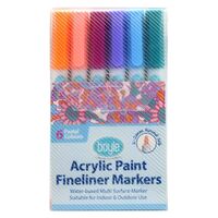 Acrylic Paint Fineliner Markers - 6 Pastel Colours