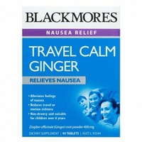 Blackmores Travel Calm Ginger 45 Tablets reducing motion sickness symptom