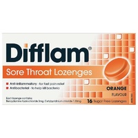 Difflam Lozenges Sugar Free Orange 16 Anti-Inflammatory Bacterial
