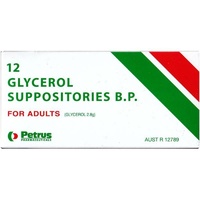 Petrus Glycerol Supp Adult 12 - Pharmaceuticals Glycerol Suppositories