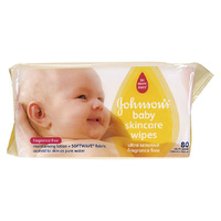 Johnsons Baby Wipes Fragrance Free Refill 80 Gently Cleanse & Moisturise.