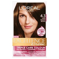 Loreal Excellence 4.3 Dark Gold Brown leaves you with stronger and softer hair
