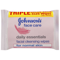 Johnson 3In1 Facial Wipes Normal 3X25