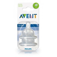 Philip Avent - Teat Slow Flow 2Pk  Extra Soft Slow Flow, 1 Month+.
