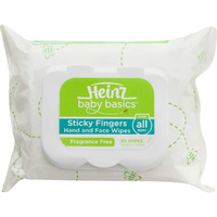 Heinz Baby Basics Sticky Fingers Hand and Face Wipes Fragrance Free 30