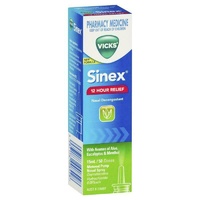 Vicks Sinex Aloe Nasal Spray 15mL 12 Hour Relief from Nasal Congestion