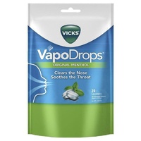 Vicks VapoDrops Original Menthol Lozenges 24 Pack Relieves Sore Throat