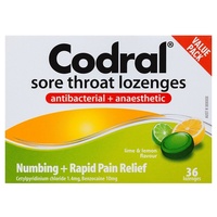 Codral Sore Throat Lime & Lemon Lozenges 36 Children over 6 years