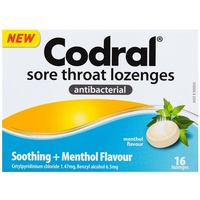 Codral Sore Throat Menthol Lozenges 16 soothe throat with menthol flavour