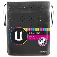 U by Kotex Pad Ultrathin Super Wings 12