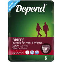 Depend Fitted Briefs Large 8
