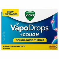 Vicks Vapo Drops+Cough Honey Lemon Menthol-36 Lozenge Relieves Sore Throat