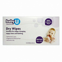 Baby U Dry Wipes 100 Pack Soft and Thick Wipes Fragrance Free