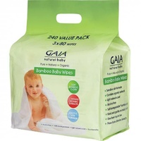 Gaia Natural Baby Bamboo Wipes - 240 Pack Bamboo Baby Wipes Organic