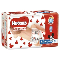 Huggies Essentials Size 6 16kg & Over 40 Nappies 12hrs Leakage Protection